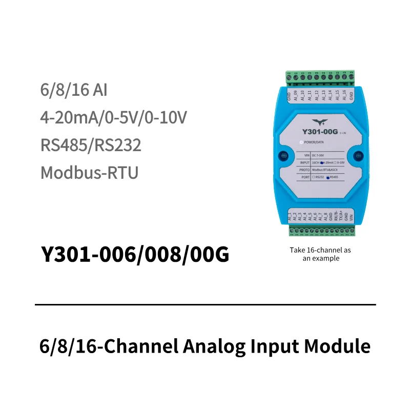 Y301-006 6-channel analog input IoT module for industrial monitoring